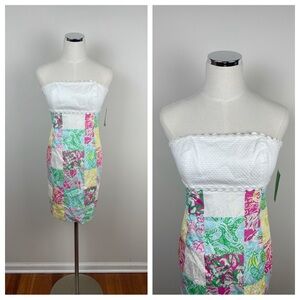 Lilly Pulitzer Franco Patchwork White Pink Blue Green Dress Preppy Women Size 0